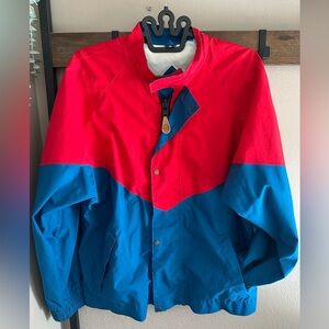 Men's Two-Tone Red & Blue Vintage Western Windbreaker Jacket